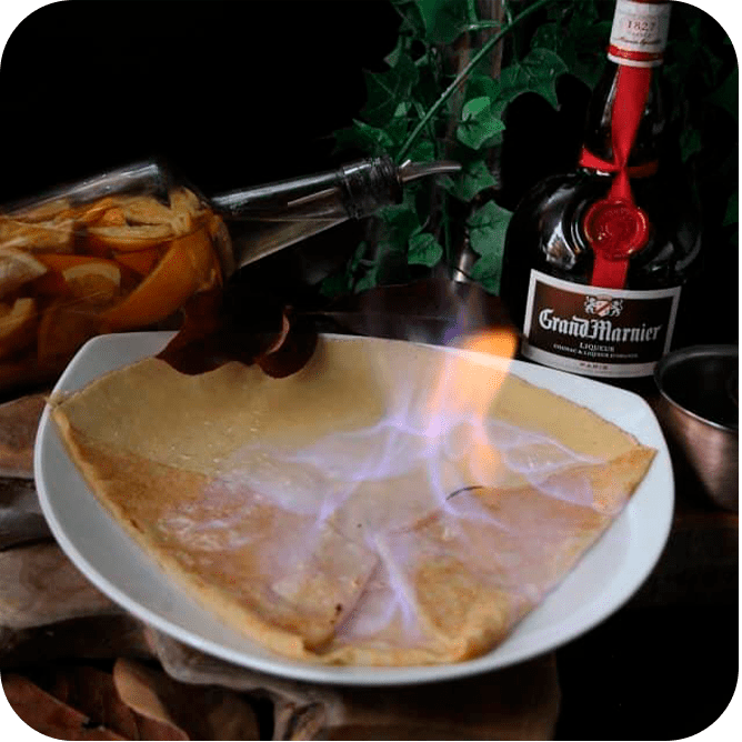 Nos savoureuses crêpes 100% pur beurre à bouafle à la crêperie la vallée