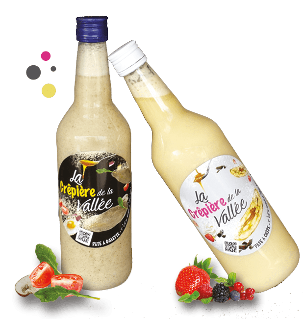 Vente de pâte à galettes et à crêpes maison en bouteille en verre! Pour pouvoir les préparer à la maison!